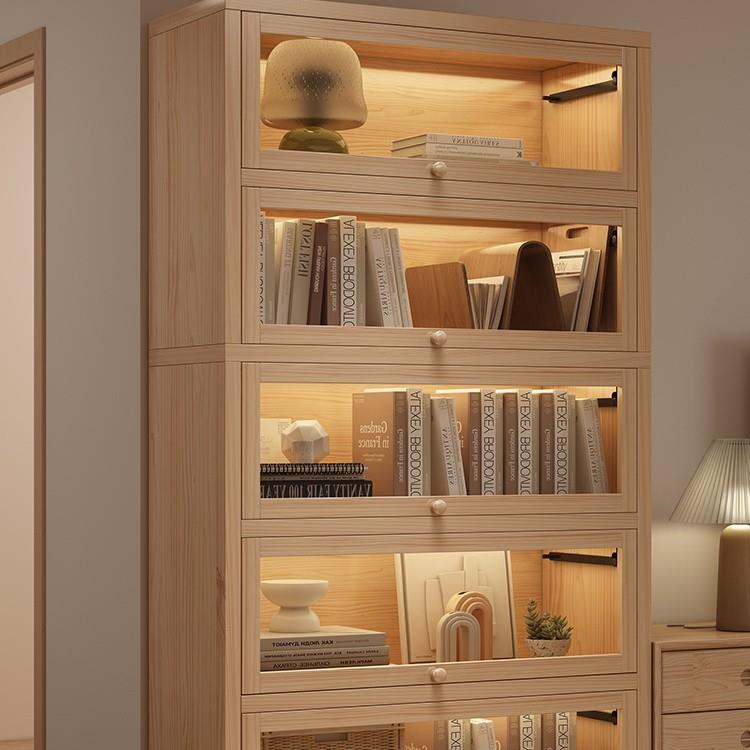 书柜防尘储物柜一体靠墙收纳柜家用展示柜带门书架落地置物架