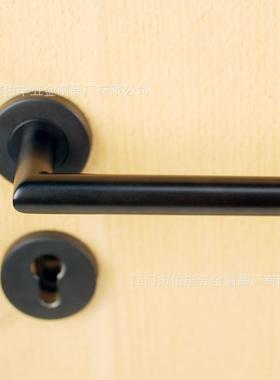 304拉丝不锈钢直角空心门锁执手哑黑色室内卧室房间5572门锁把手