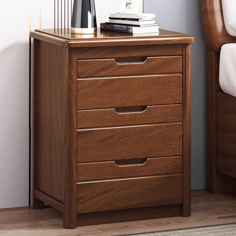 三层床头柜实木中式胡桃木简约卧室现代三斗床边储物抽屉收纳整装