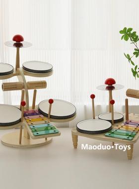 圩派架子鼓音乐GB玩具童音木质音乐台小猫儿童教益架子鼓启蒙益智