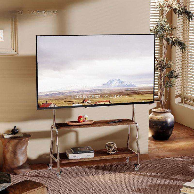 电视落地支架移动不锈钢带轮移动式客厅卧室43简约75通用挂架