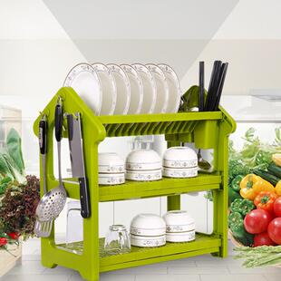 家居置物沥碗架厨房收纳落地碗碟架三层餐具滴水沥水架水槽沥