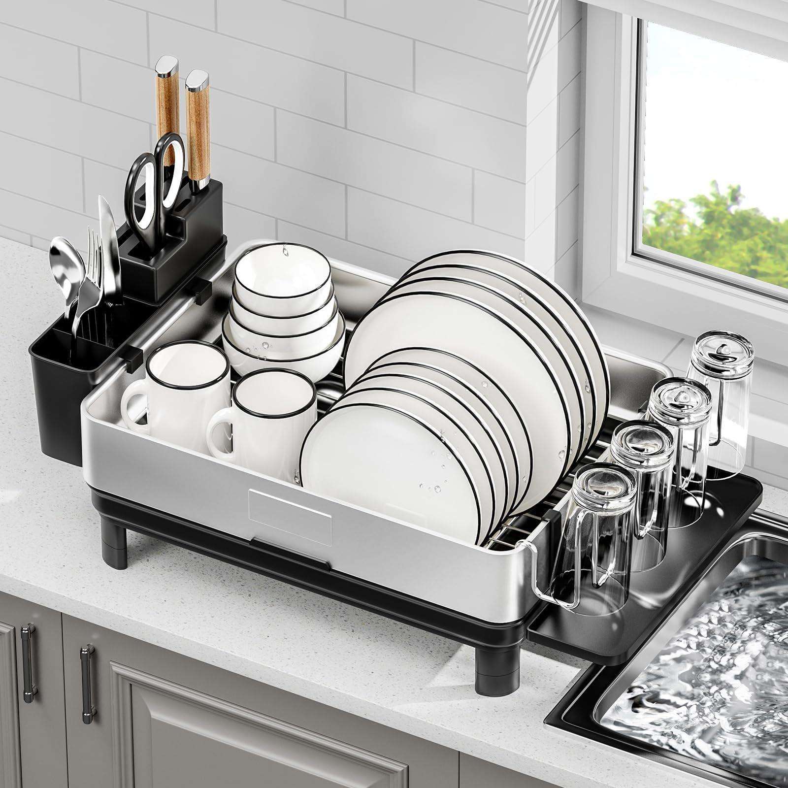 爆款厨房置物架304不锈钢厨房柜台餐具杯子碗碟收纳置物架