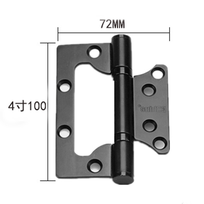 上新悦信缘4寸3个厚免开槽不锈钢子母合页 居家室内木门专用黑色