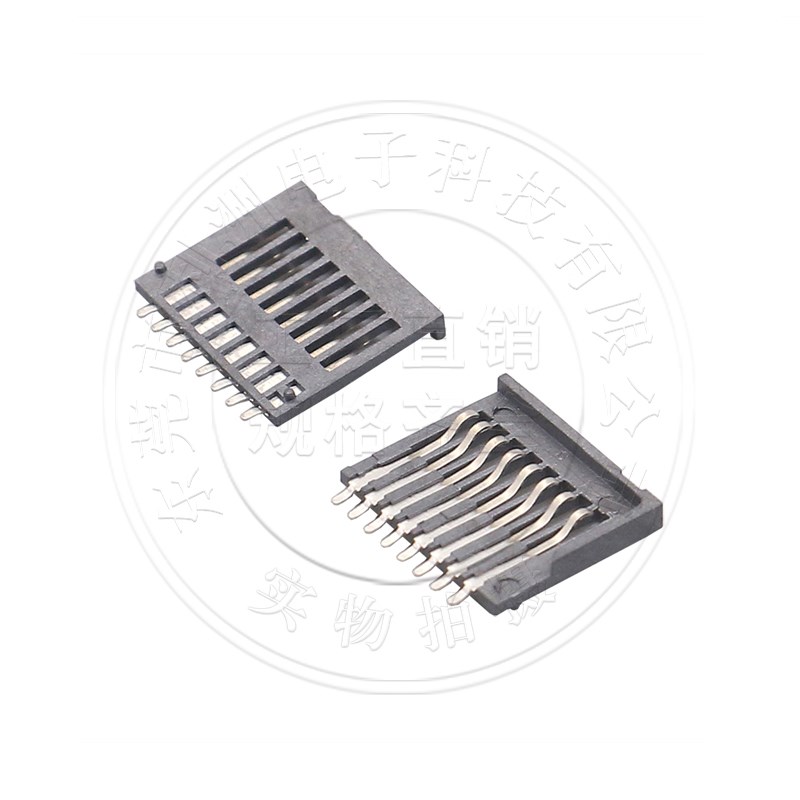 TF卡座 TF简单超薄卡座 全塑 SMT贴片式 8P 不自弹 带柱 SIM卡座