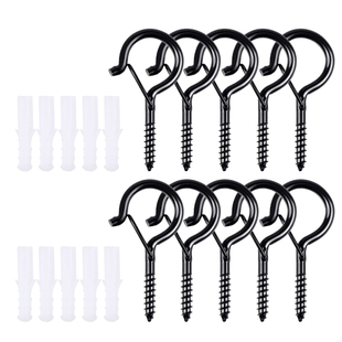 Q形挂钩悬挂吊篮吊钩螺丝 防脱落黑螺纹吊钩螺栓问号勾彩灯羊眼钩