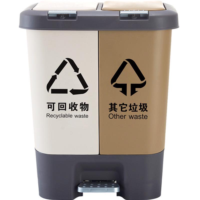 园林户外分类大垃圾桶家用厨房带盖手按脚踏二合一垃圾分类分离桶