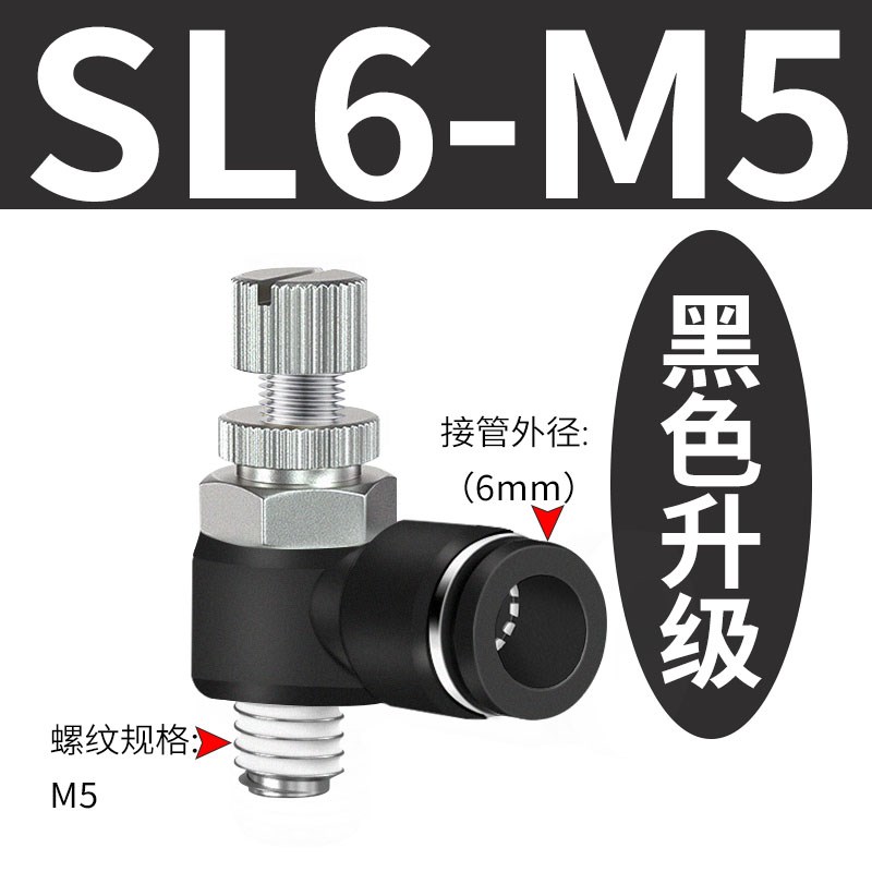 气动调节SL6e-01节流阀SL8-02插管接头SL4-M5可调SL10-03/SL12-04