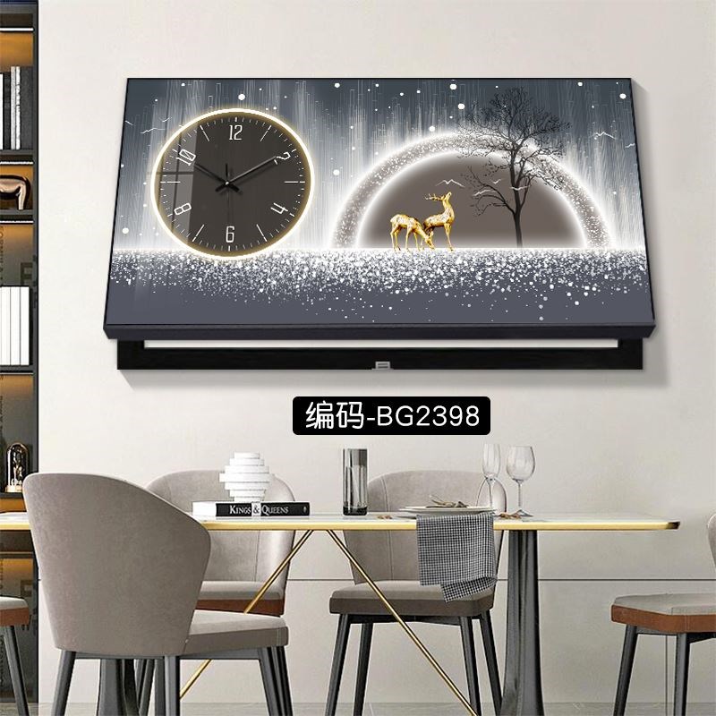 大尺寸饰电表开箱装画带钟表钟餐厅配电箱空关盒遮挡画时钟2022大