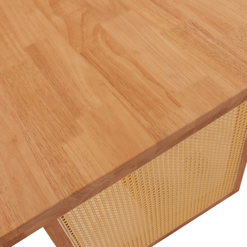 北欧实木餐桌藤编桌椅组合简约现代家用小户型茶桌饭桌长方形桌子