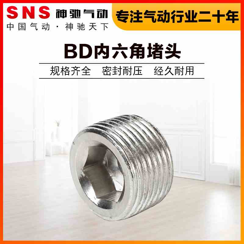 SNS神驰BD堵头内六角堵头油堵螺塞闷头丝堵管堵1分2分4分管塞公制