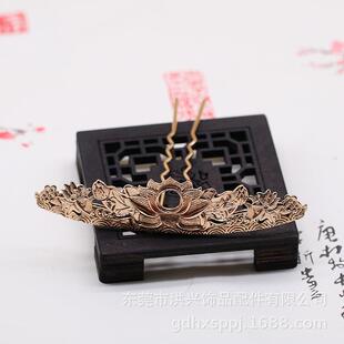 爆款饰品头饰黄铜保色顶冠花片荷花发冠底座底片焊接配件材料B464