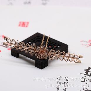 爆款饰品头饰黄铜保色古风COS发冠底座打底大花片发簪发叉配件B48