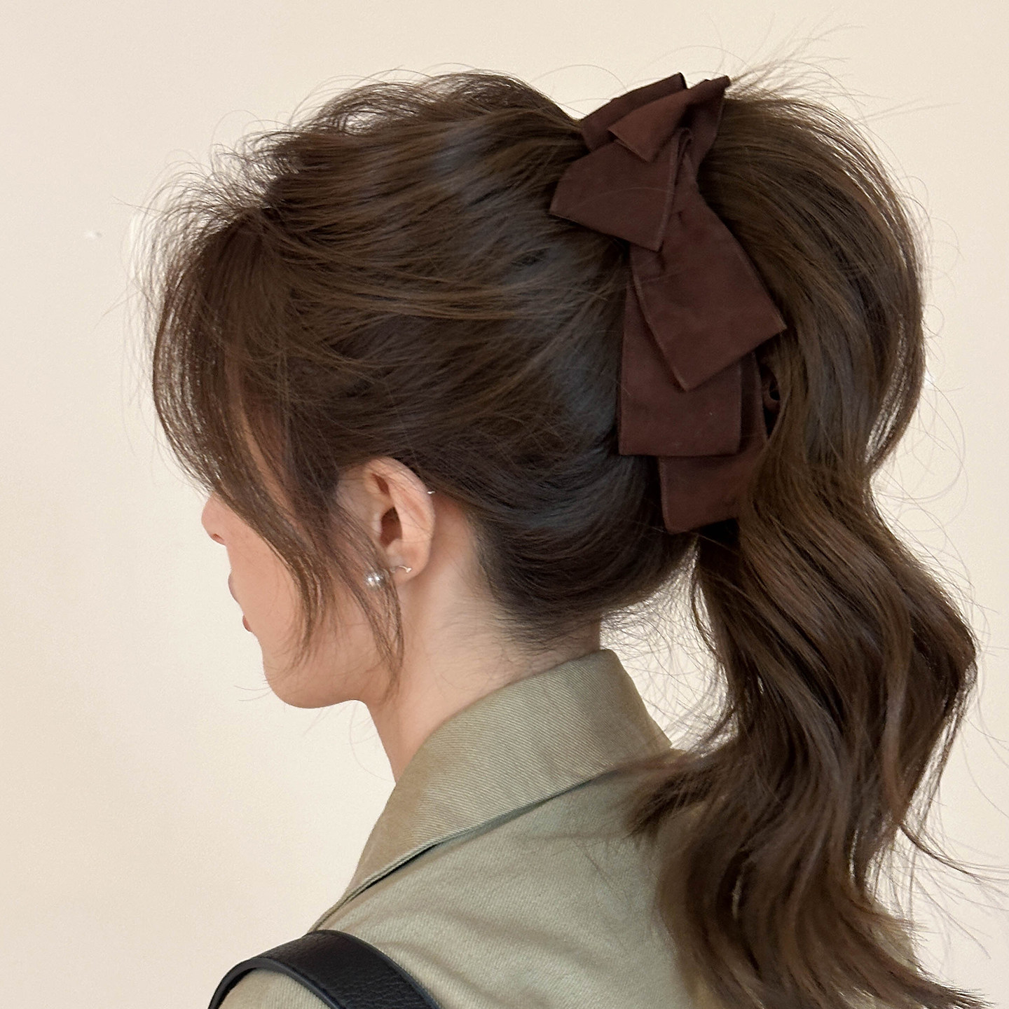 棕色高马尾香蕉夹秋冬韩国高级感洋气时髦竖夹后脑勺扎发夹子发饰