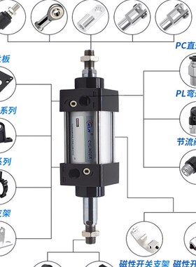 双头标准缸SCD100*50X75X100X125X150X200-S双轴拉杆式双出气缸
