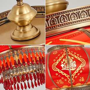 新中式新年别墅阳台大门t口全铜灯笼大红喜庆门楼走廊过道防水吊