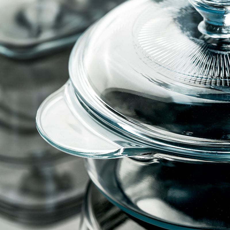 耐热钢化玻璃烤碗加厚微波炉烤z箱家用双耳带盖烤盘芝士焗饭烤盘