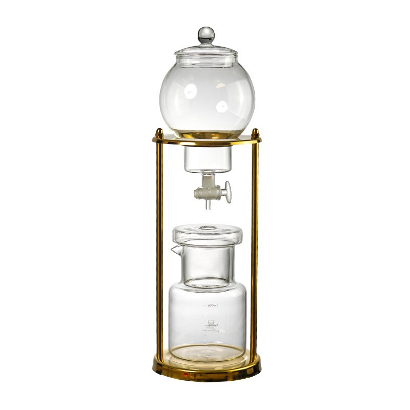 现货供应玻璃咖啡壶套装金色不锈钢架I子冰滴萃取壶冷萃咖啡壶