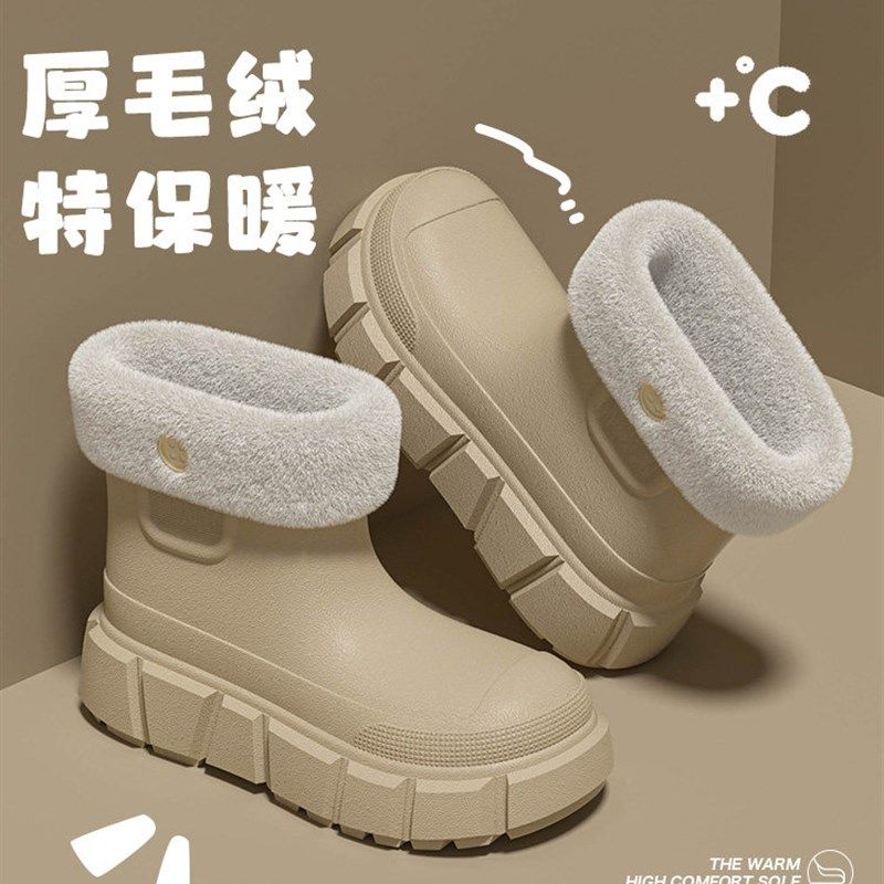 厚绒高帮棉拖鞋女冬季2025新款包跟外穿防水可拆卸厚底雪地靴女