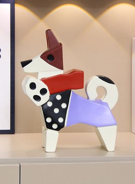 奶油风多巴胺几何小狗存钱罐摆件玄关客厅酒柜只进不X出储蓄罐装