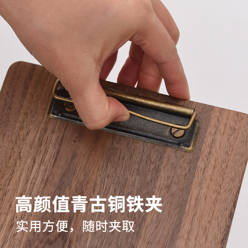 北美黑胡桃木青铜夹餐饮s菜单夹本餐厅立式展示牌实木木板桌面定