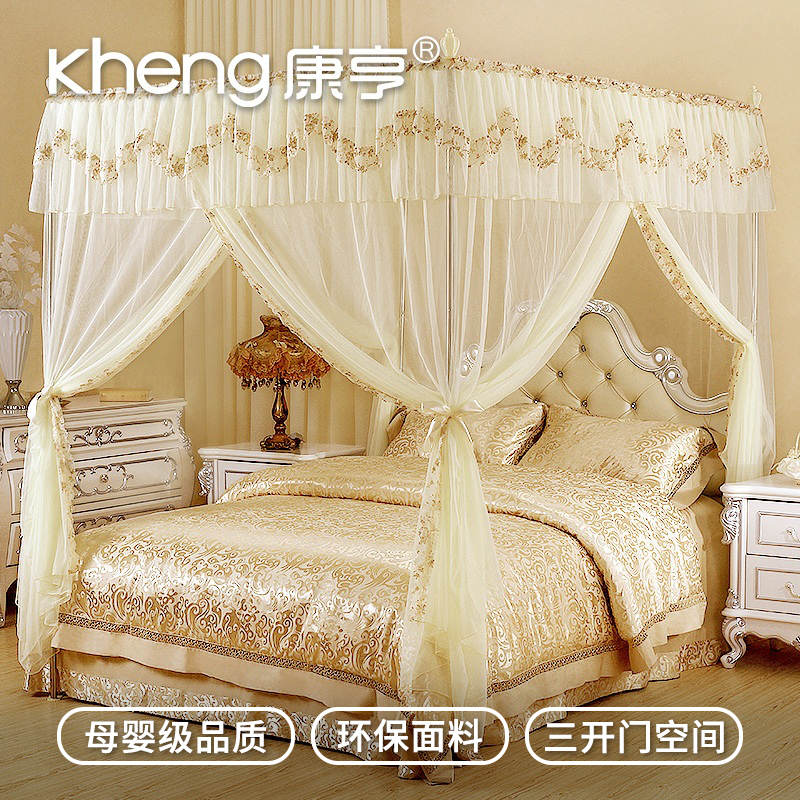 蚊帐1.8m床家用老式三开t门1.2米1.5m床加密加厚支架宫廷公主风