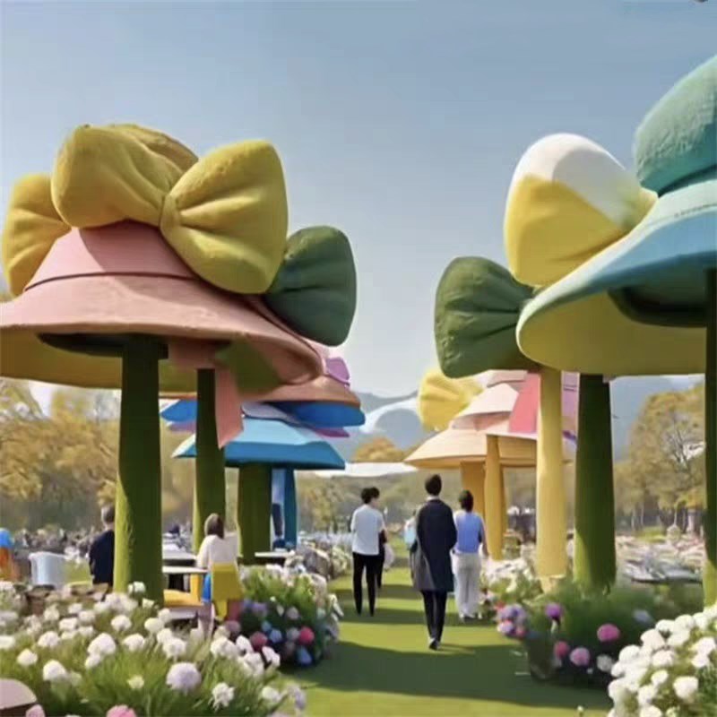 网红草帽凉亭大型户外凉亭网N红打卡美陈摆件