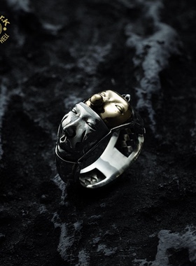 Arthur.K 俳優系列日本原创手工做旧925银男女三相小丑戒指限量