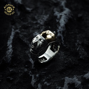 Arthur.K 俳優系列日本原创手工做旧925银男女三相小丑戒指限量