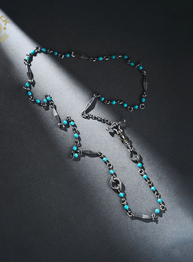 Arthur.k原创设计本手工天然矿石925银男女天然松石项链高级感