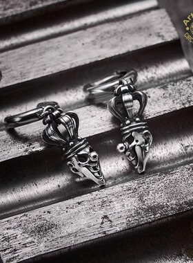 Arthur.K 道化师日本手工做旧925银悬视皇冠骷髅小丑耳饰不限量