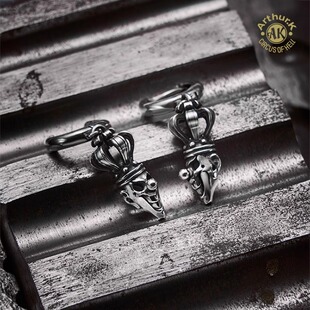 Arthur.K 道化师日本手工做旧925银悬视皇冠骷髅小丑耳饰不限量