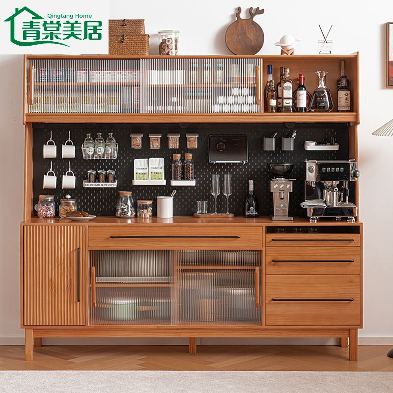 北欧风纯实木餐边柜高柜储物