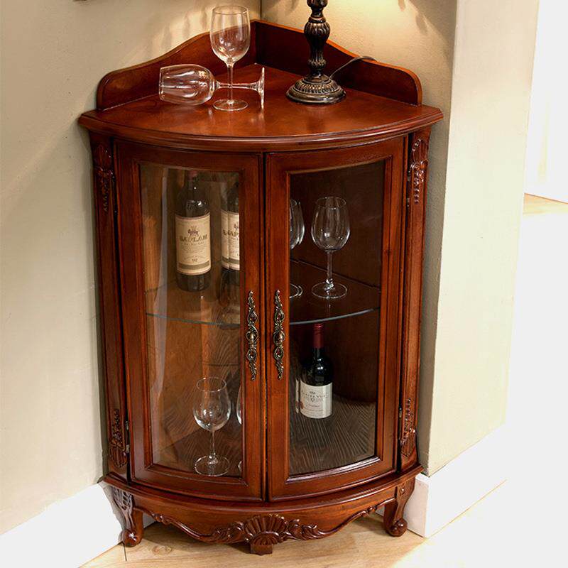 美式实木角柜客厅角落收纳柜欧式墙角柜转角置物架酒柜子三角卧室