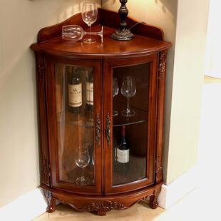 美式实木角柜客厅角落收纳柜欧式墙角柜转角置物架酒柜子三角卧室