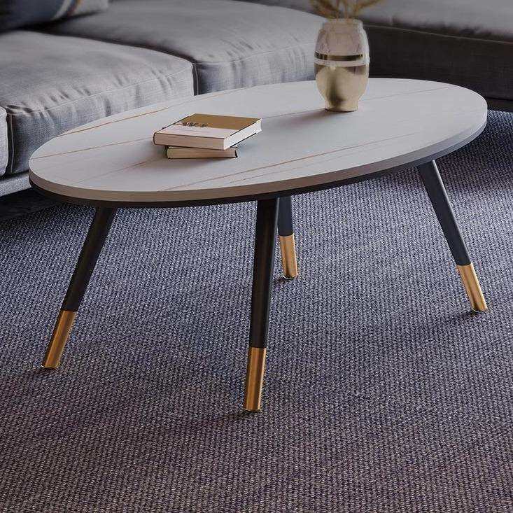 轻奢岩板铁艺小茶几网红简约现代极简椭圆形大理石客厅家用小户型