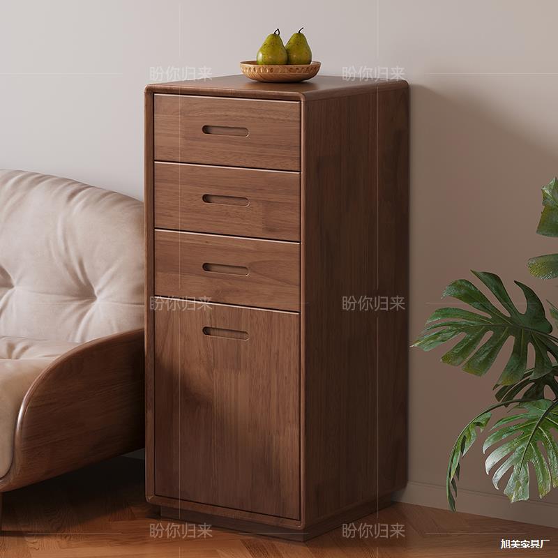 实木边柜小户型电视立柜北欧客厅收纳柜高低组合柜多功能家用斗柜