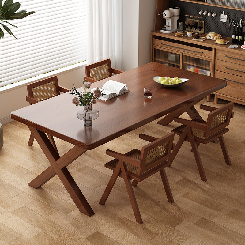 纯实木餐桌商用餐饮桌北欧家用小户型食堂长方形吃饭桌客厅大板桌