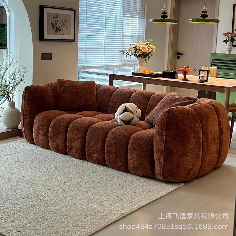 北欧法式复古焦糖南瓜沙发