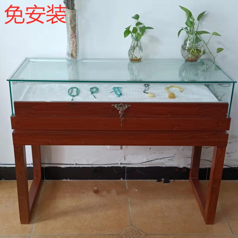 中式实木玻璃复古珠宝古玩首饰展示柜玉器展厅古董陈列饰品展柜台