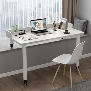 可移动飘窗书桌带挡板电脑台式桌子卧室窗台长短腿写字高低脚简约