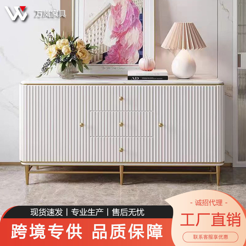 轻奢大理石餐边柜餐厅入户间厅茶水柜现代简约收纳高档储物玄关柜