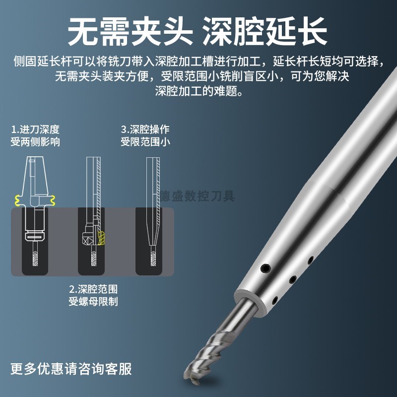 侧固式延长杆 小径加长杆SLD4/6/8-C8/C10/12深腔加工CNC加工中心