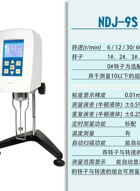 NDJ-5S/8S/9S数显数字旋转粘度计10万mPa*s带1-4号转子选配0号