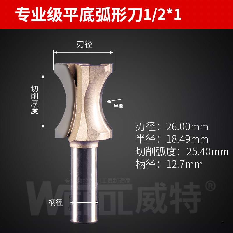 威特平底弧形刀修边机刀头锣铣机刀木工门框刀花R边门板雕刻机刀
