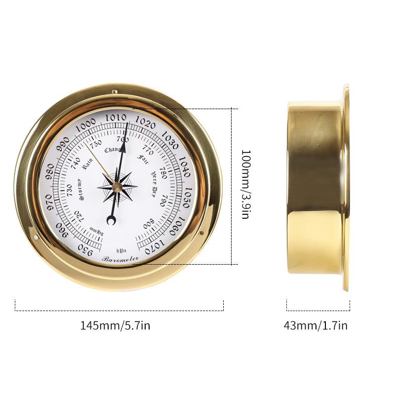 计湿度气压表压力mm船用大气温度铜壳钟表天气预报大温户外钓鱼钟