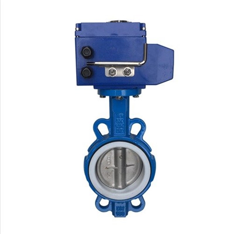 速发四氟a蝶阀耐腐蚀对夹法兰开关调节电动D97P1F不锈钢通风空调