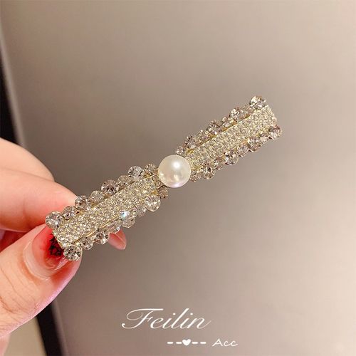 高级精致小夹子头饰发夹女刘海边夹满钻珍珠发卡侧边前额网红卡子