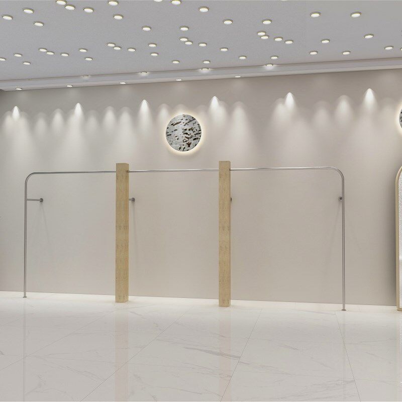 服装店展示架实木原木色上墙挂衣架不锈钢挂衣架女装店货架胡桃木