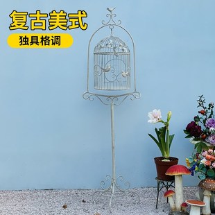 铁艺鸟笼g花架落地户外花园阳台复古装 欧式 饰布置植物爬藤架攀爬